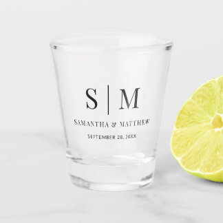 Copo De Shot Monograma Clássico Simples Casamento Elegante