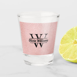 Copo De Shot Monograma da rosa Dourada Glitter | Girly Modern S