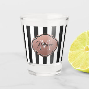 Copo De Shot Monograma de listras brancas e pretas