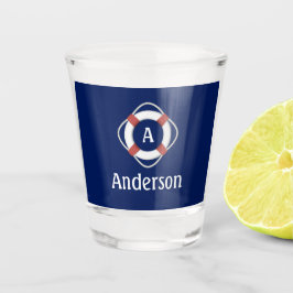 Copo De Shot Monograma de protetor de vida náutico azul marinho