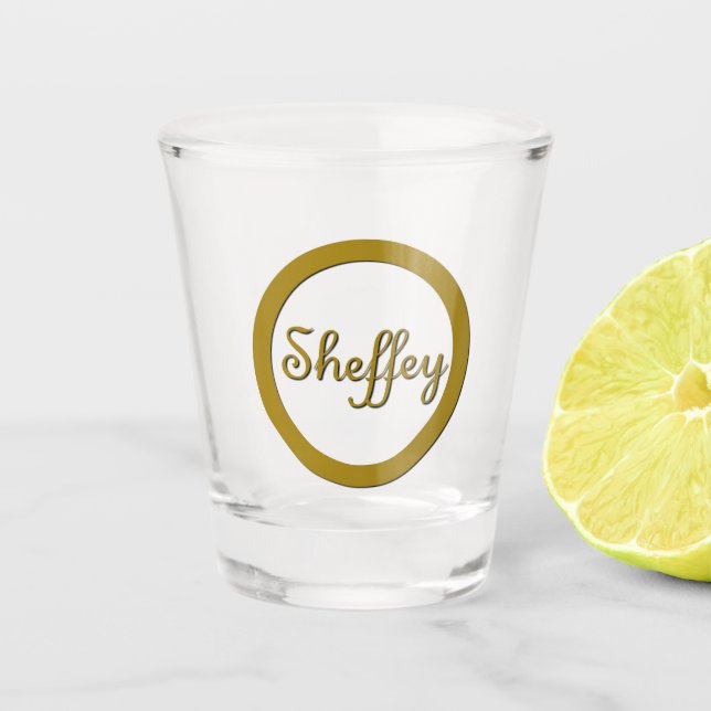 Copo De Shot Monograma de Sheffey em Dourado (Frente)
