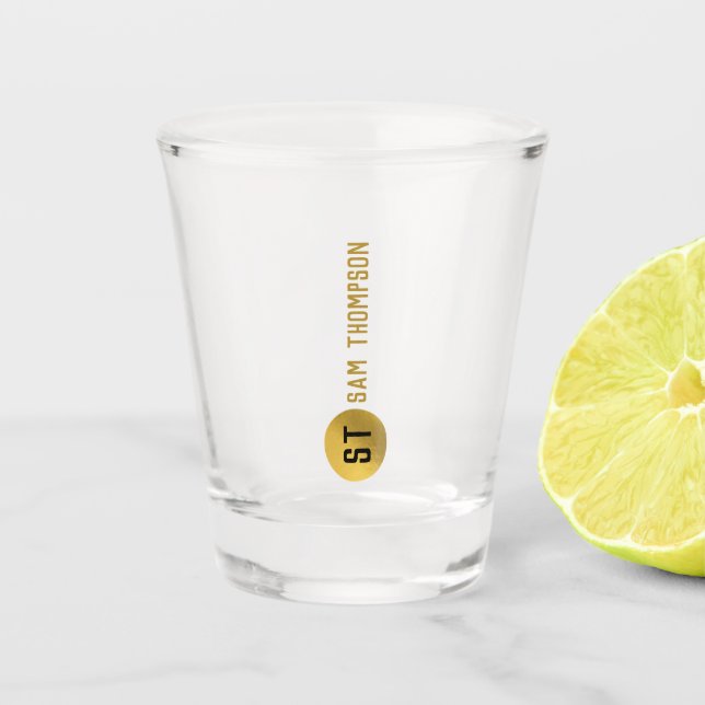 Copo De Shot Monograma Dourado e negro elegante (Frente)