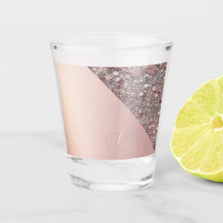 Copo De Shot Monograma Elegante em Dourado Rosa