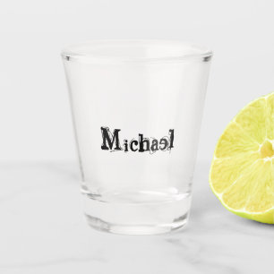 Copo De Shot Monograma moderno minimalista, nome cinza negra