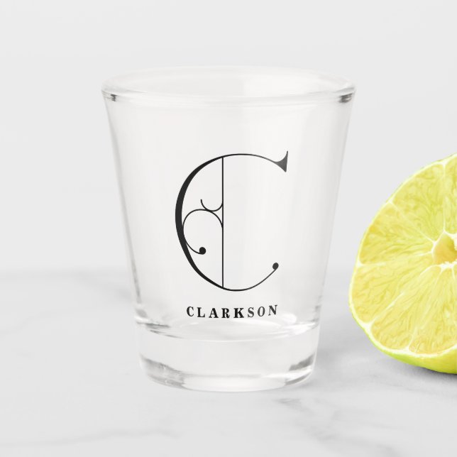 Copo De Shot Monograma Personalizado - Letra C com Sobrenome (Frente)