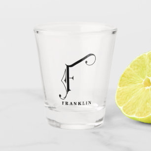 Copo De Shot Monograma Personalizado - Letra F com Sobrenome
