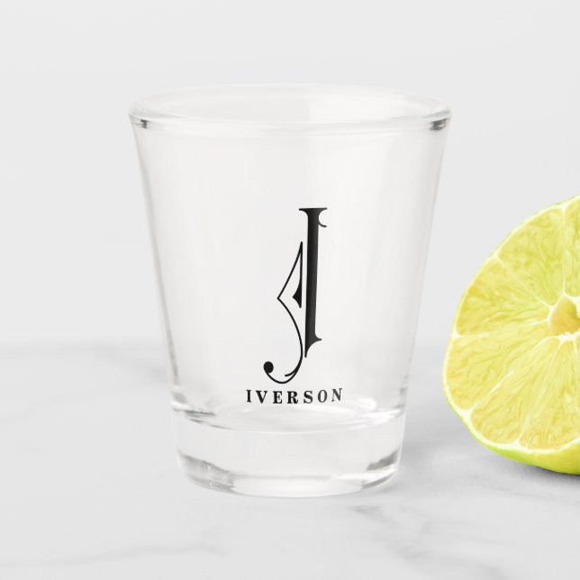 Copo De Shot Monograma Personalizado - Letra I com Sobrenome (Frente)