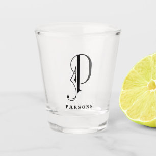 Copo De Shot Monograma Personalizado - Letra P com Sobrenome