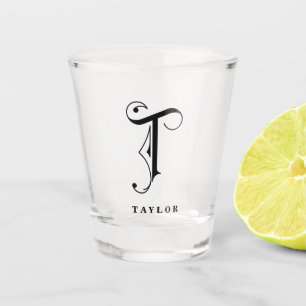 Copo De Shot Monograma Personalizado - Letra T com Sobrenome