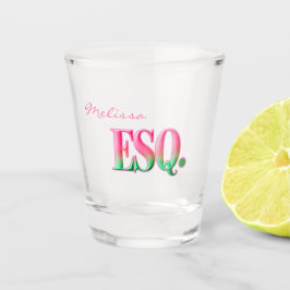 Copo De Shot Monogrammed ESQ. Ombre Pink & Green Shot Glass