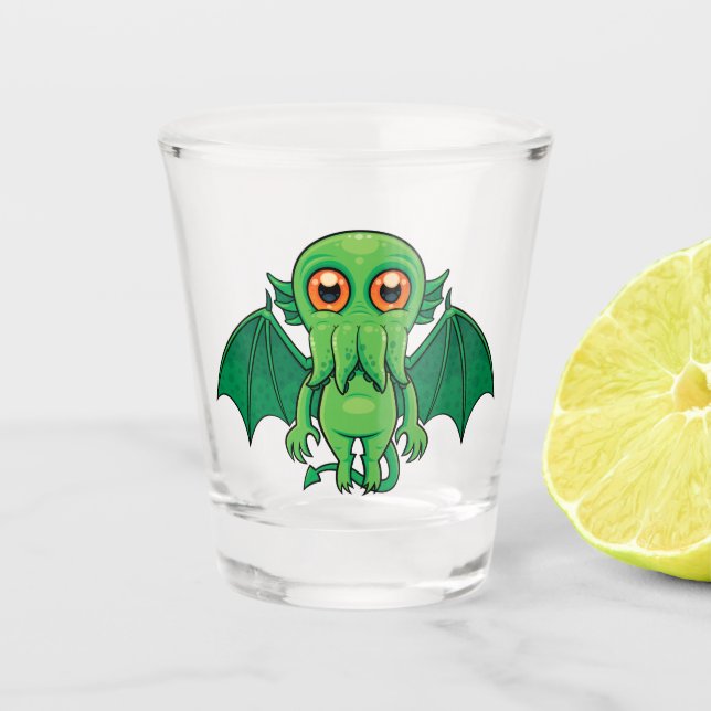 Copo De Shot Monstro do Cthulhu Verde Bonito (Frente)