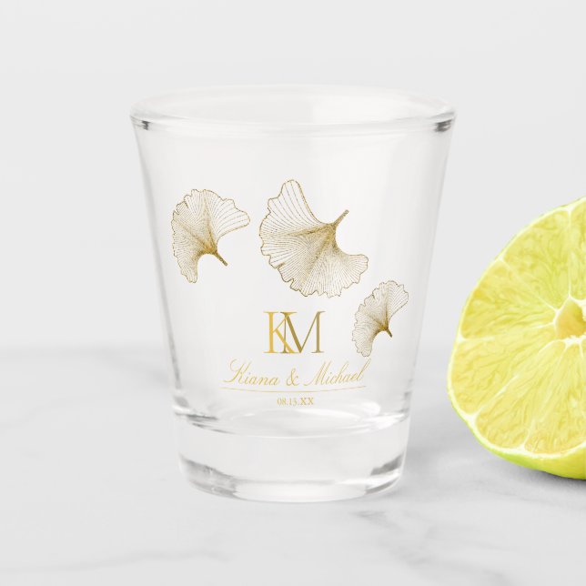 Copo De Shot Moonlight Romance Ginkgo Biloba Dourada ID881 (Frente)