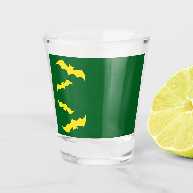 Copo De Shot Morcegos Amarelos Voadores de Halloween (Frente)