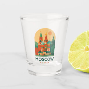 Copo De Shot Moscou Rússia Arte de Viagem Vintage Retro