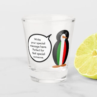 Copo De Shot Ms Pinguim Falante Italiana Personalizada 