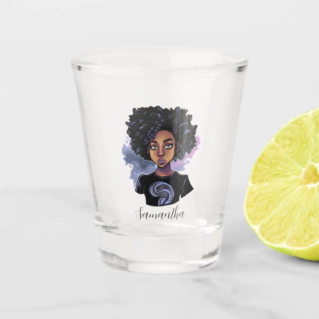 Copo De Shot Mulher Afro-Americana Personalizada (Frente)
