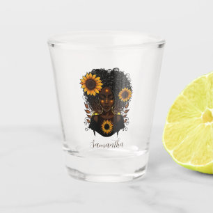 Copo De Shot Mulher Afro Rainha Sunflower