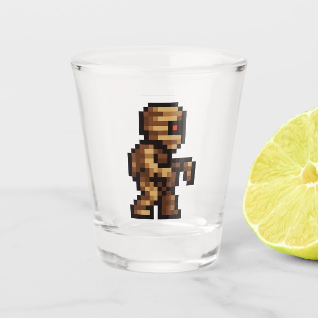 Copo De Shot Múmia Retro de 8-bits (Frente)