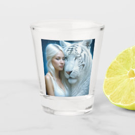 Copo De Shot Mystical White Tiger e Mulher