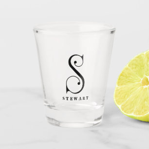 Copo De Shot Na moda Monograma Inicial S, Sobrenome Editável