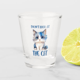 Copo De Shot Não olhe para o gato - Adorável gatinho Bluish