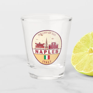 Copo De Shot Nápoles Itália Cidade Skyline Emblem