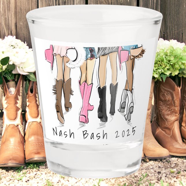 Copo De Shot Nash Bash Bachelorette Fashion Cowboy Boots Ano (Criador carregado)