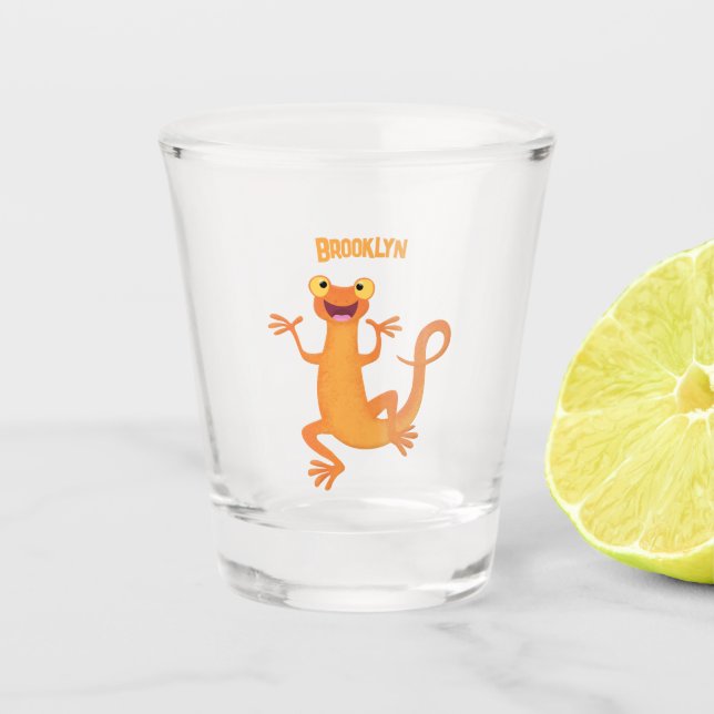 Copo De Shot Nata-dançarina de laranja feliz e giro (Frente)