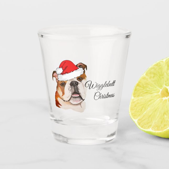 Copo De Shot Natal Brown Art Inglês Bulldog Wigglebutt (Frente)