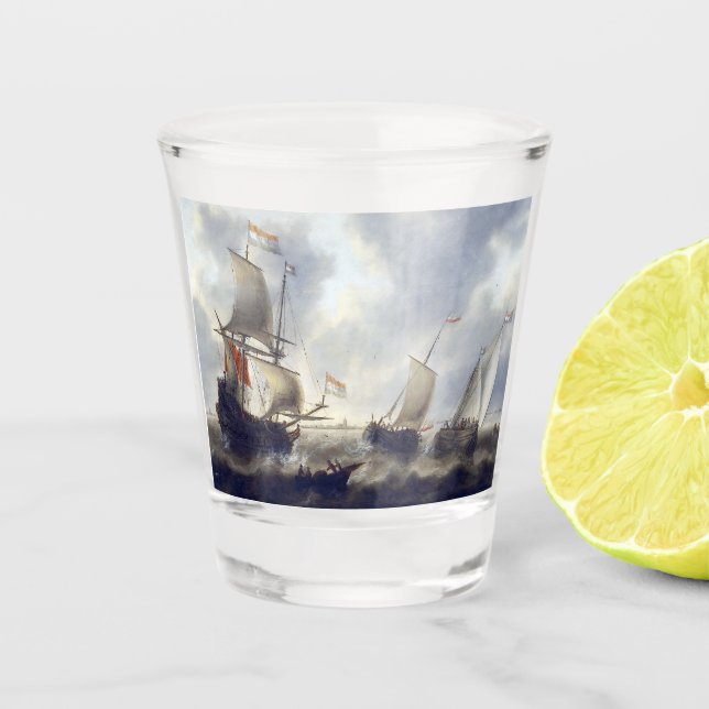 Copo De Shot Navios no Mar 1660s (Frente)