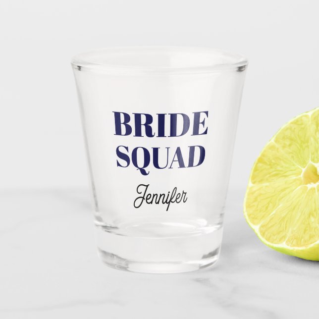 Copo De Shot Navy Blue Wedding Bride Squad Personalized (Frente)