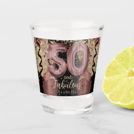 Copo De Shot Negra e Rosa Dourada Brilhante 50º aniversário
