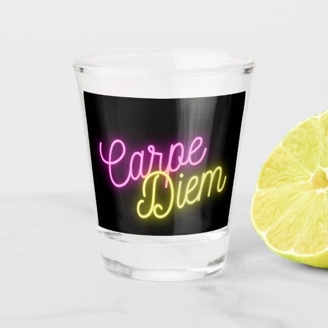Copo De Shot Neon Carpe Diem Word Art (Frente)
