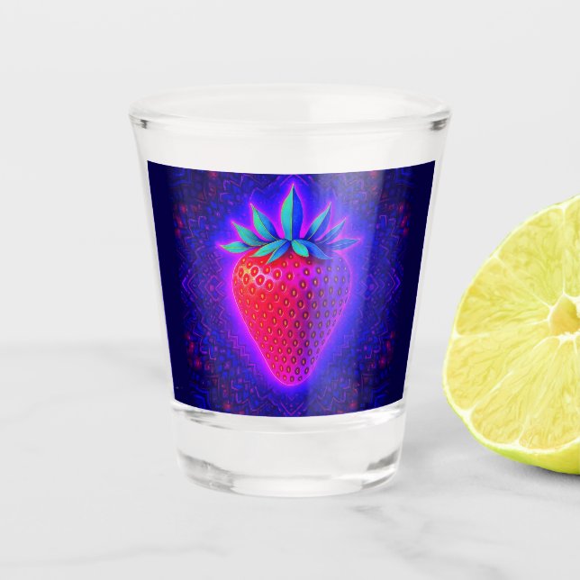 Copo de shot Neon Strawberry com visual vívido (Frente)