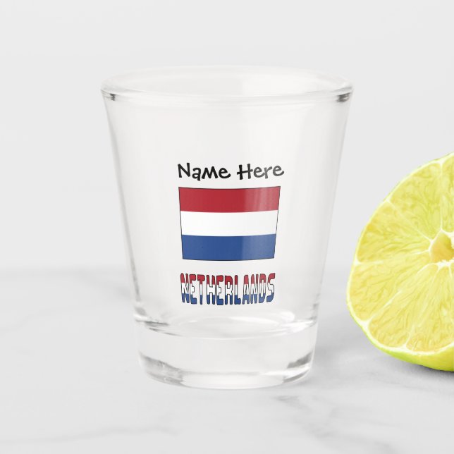 Copo De Shot Netherlands and Netherlander Flag with Your Name (Frente)