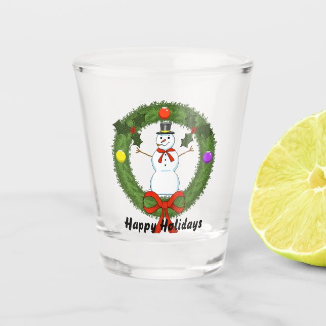 Copo De Shot Neve em Wreath Shot Glass (Frente)