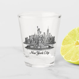 Copo De Shot New York City Skyline Line Art Illustration