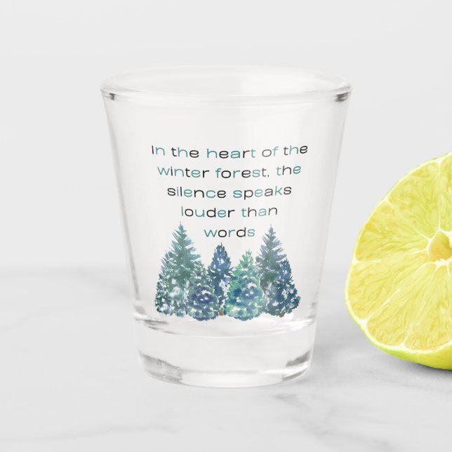 Copo De Shot No Coração Da Floresta De Inverno (Frente)