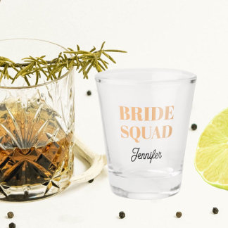 Copo De Shot Noiva Casamento Esquadrão Pêssego Personalizado