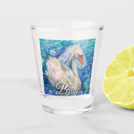 Copo De Shot Noiva de Cisne c/Véu em Azul-Água Branca Personali