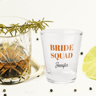 Copo De Shot Noiva Esquadrão de Casamento Laranja Queimada Pers