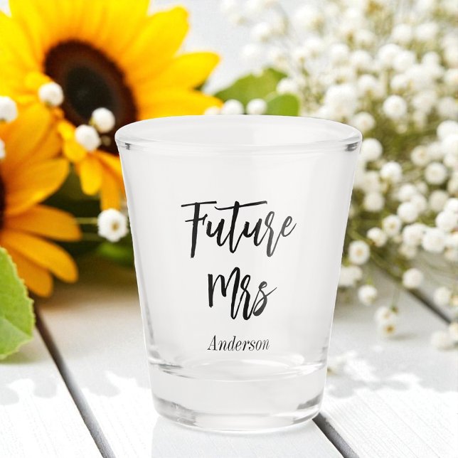 Copo De Shot Noiva Futura Sra. Black White Wedding Shot Glass (Criador carregado)