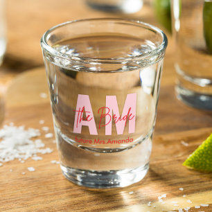 Copo De Shot Noiva mínima Iniciais de Sra. Futuro Personaliza