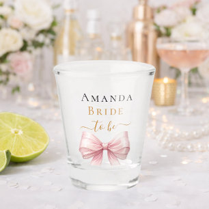 Copo De Shot Noiva para ser laço rosa pérolas elegante despedid