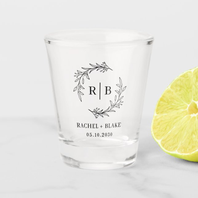 Copo De Shot Noivado de Chá de panela Rustic Wreath (Frente)