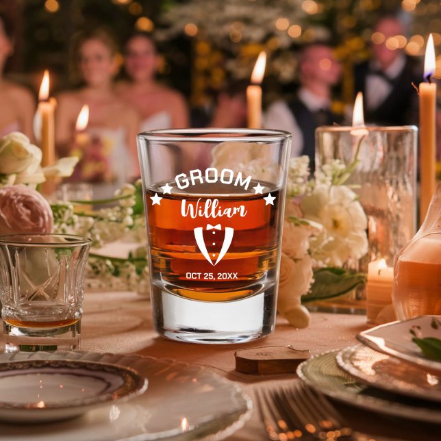 Copo De Shot Noivo Personalizado Casamento Moderno (Criador carregado)