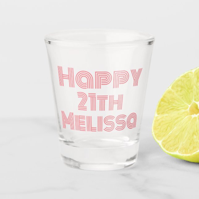 Copo De Shot Nome da Garota de Aniversário Bonita (Frente)