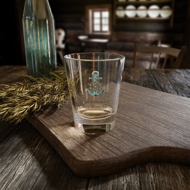 Copo De Shot Nome de barco náutico Festa da âncora (Nautical Anchor Boating Swag Shot Glass)