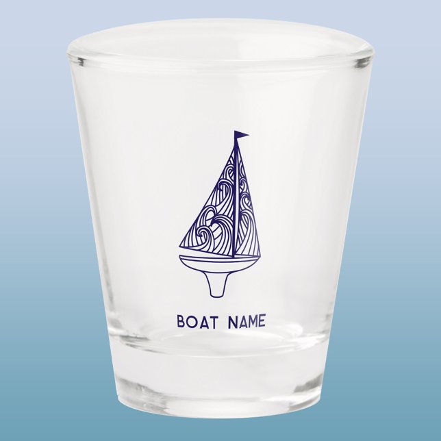 Copo De Shot Nome de Barco Personalizado de Vela (Personalized boat or captain name yachting sailing shot glass)