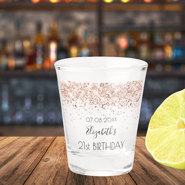 Copo De Shot nome do confetti festa de aniversário de rosa de (Criador carregado)
